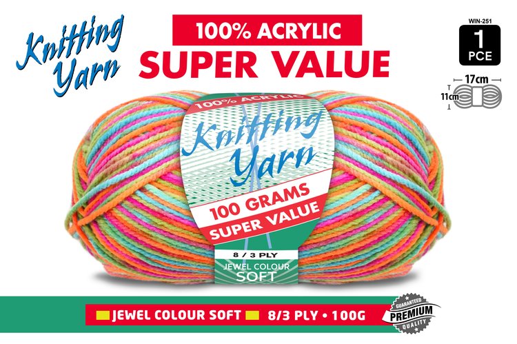 1Pce Knitting Yarn-8 Ply-100G-Jewl