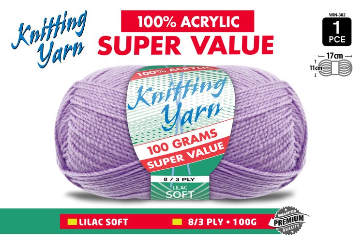 1Pce Knitting Yarn-8 Ply-100G-Lilac