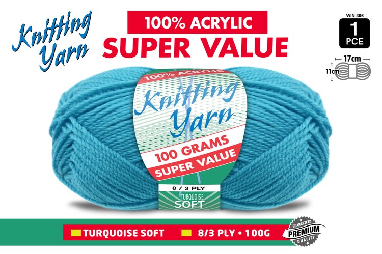 1Pce Knitting Yarn-8 Ply-100G-Turquoise