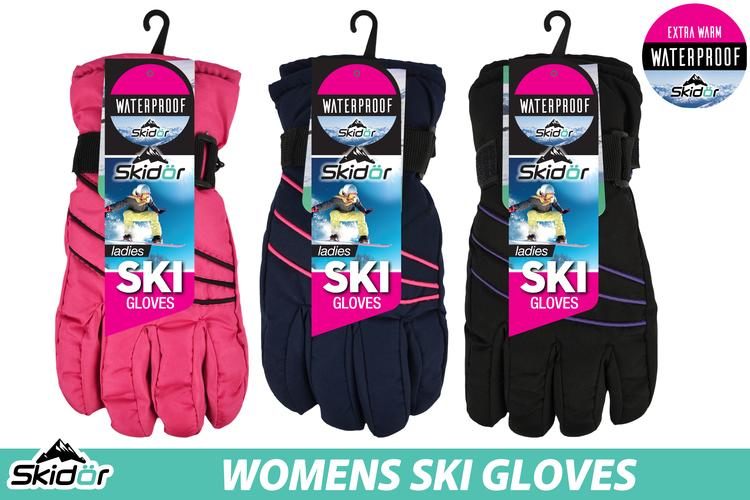 1Pair Ladies Ski Gloves Water Resistant)