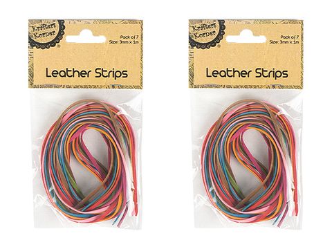 ASST COL LEATHER STRIPS pk7