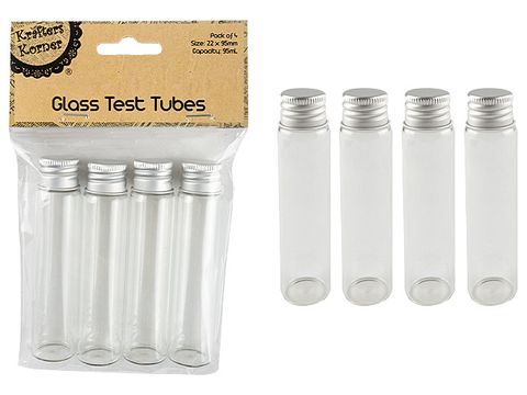 26ML CRAFT GLASS TEST TUBES pk4