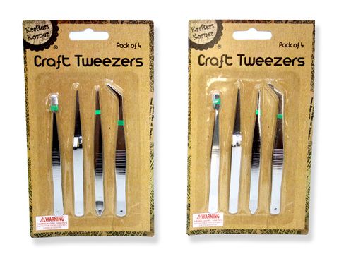 ASST CRAFT TWEEZERS pk4