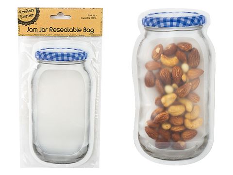 JAM JAR RESEALABLE BAG pk4 250ML