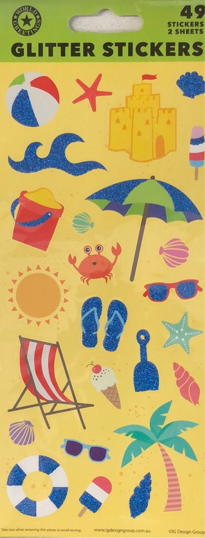 STICKER SHEET GLITTER BEACH