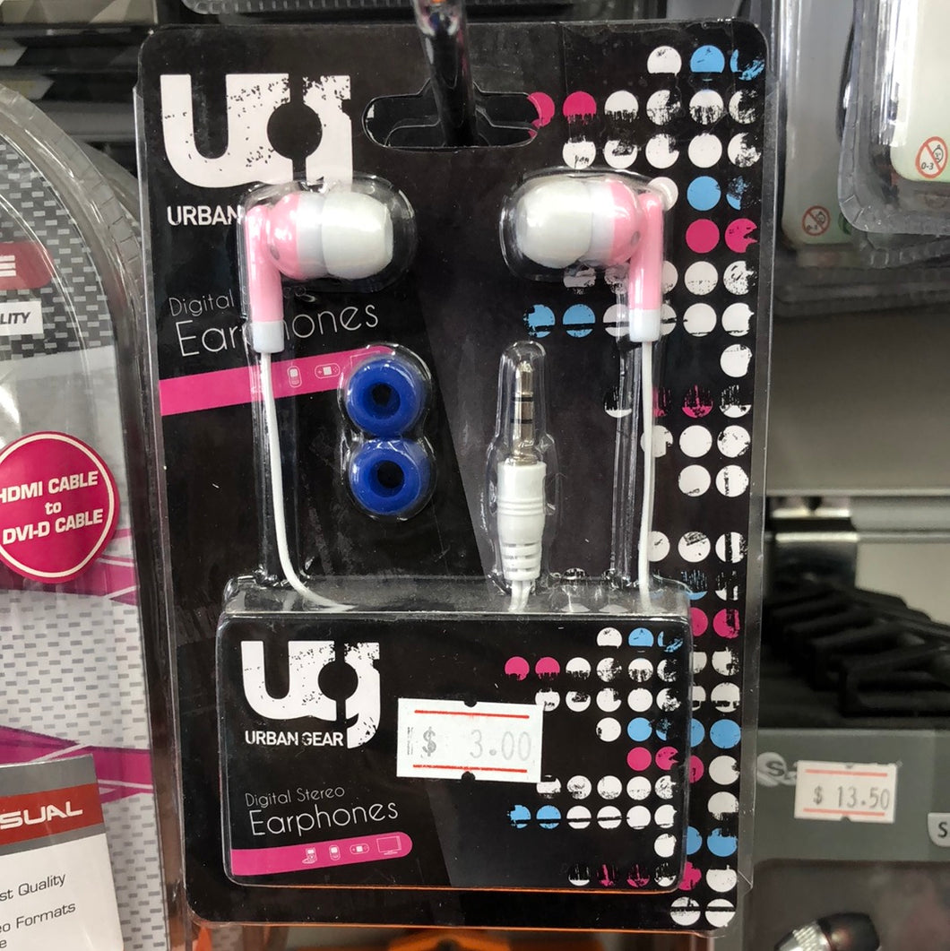 Earphones w 3 Asstd Colour Bud Covers