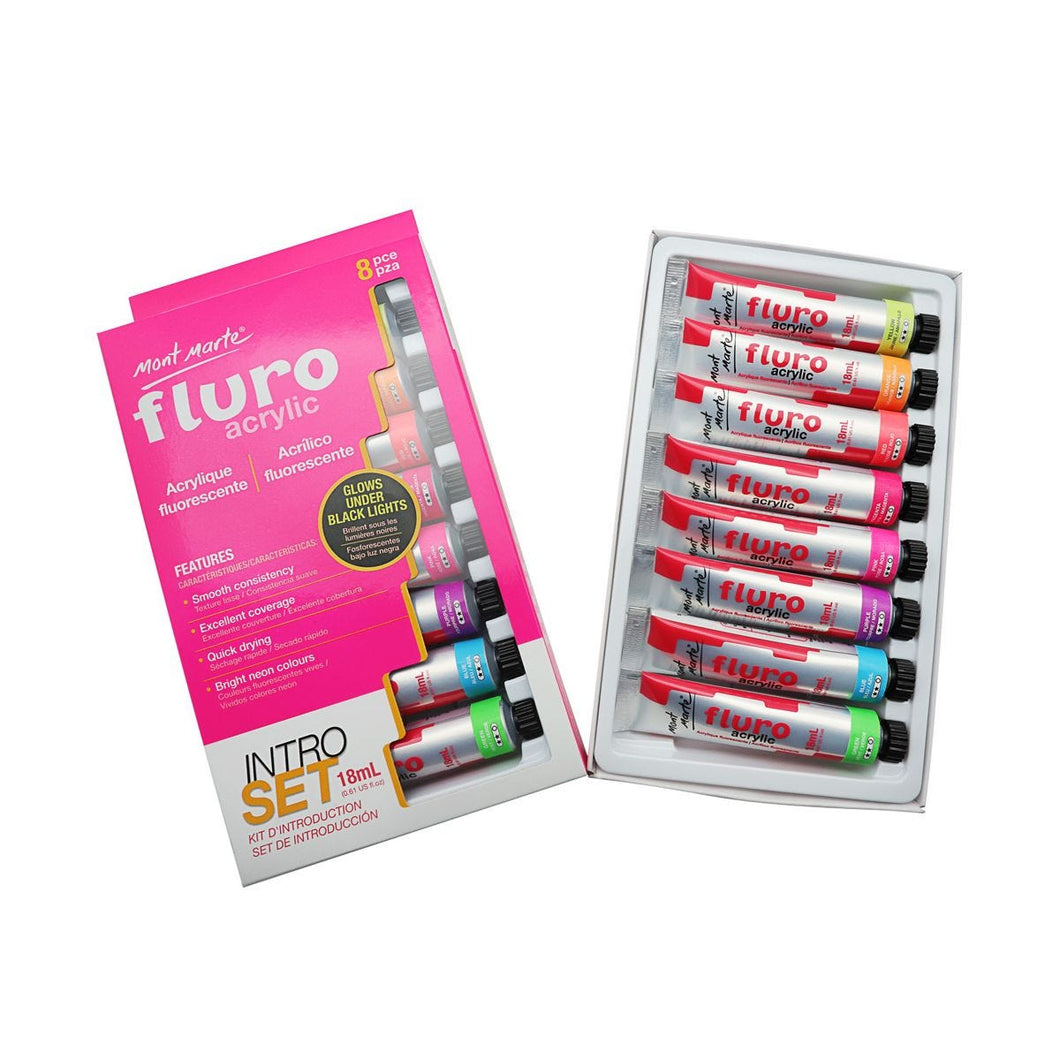 Fluoro Acrylic Paint Intro Set Premium 8pc x 18ml (0.6oz)