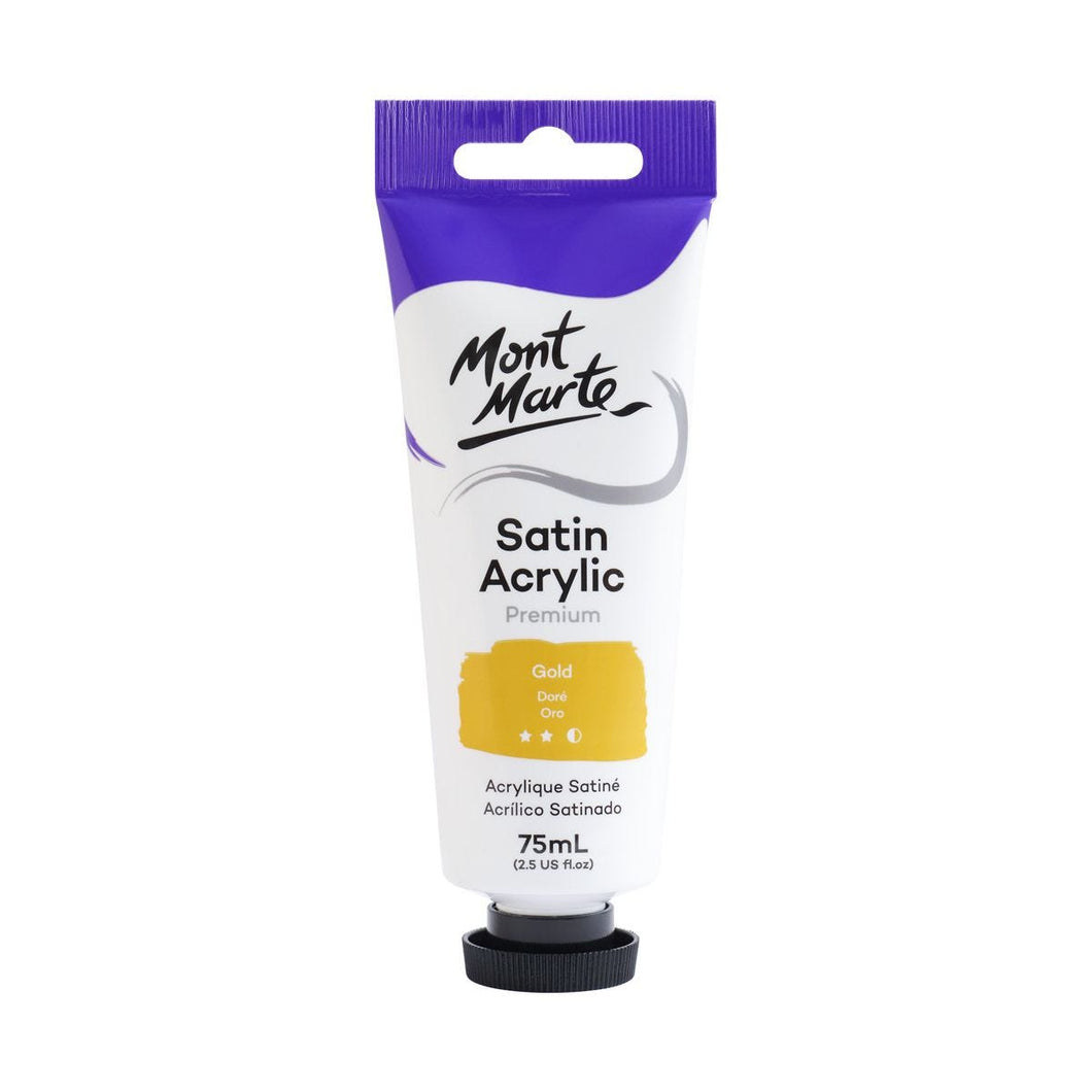 Satin Acrylic Paint Premium 75ml (2.5 US fl.oz) Tube - Gold