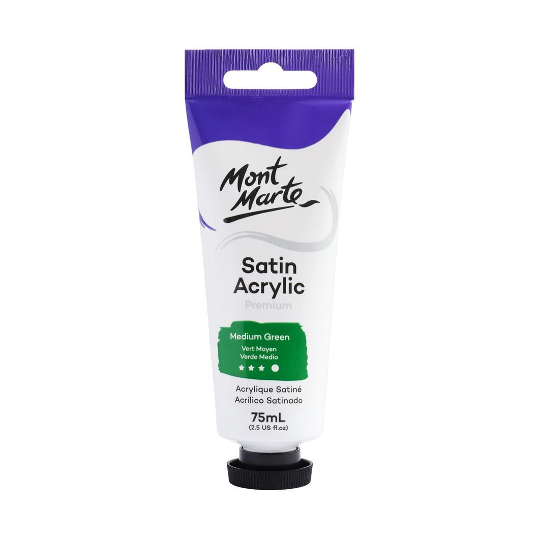 Satin Acrylic Paint Premium 75ml (2.5 US fl.oz) Tube - Medium Green