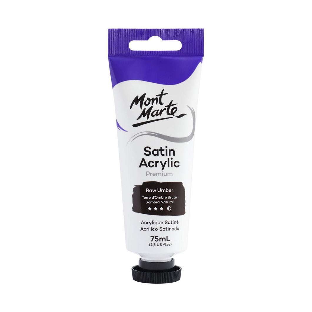 Satin Acrylic Paint Premium 75ml (2.5 US fl.oz) Tube - Raw Umber