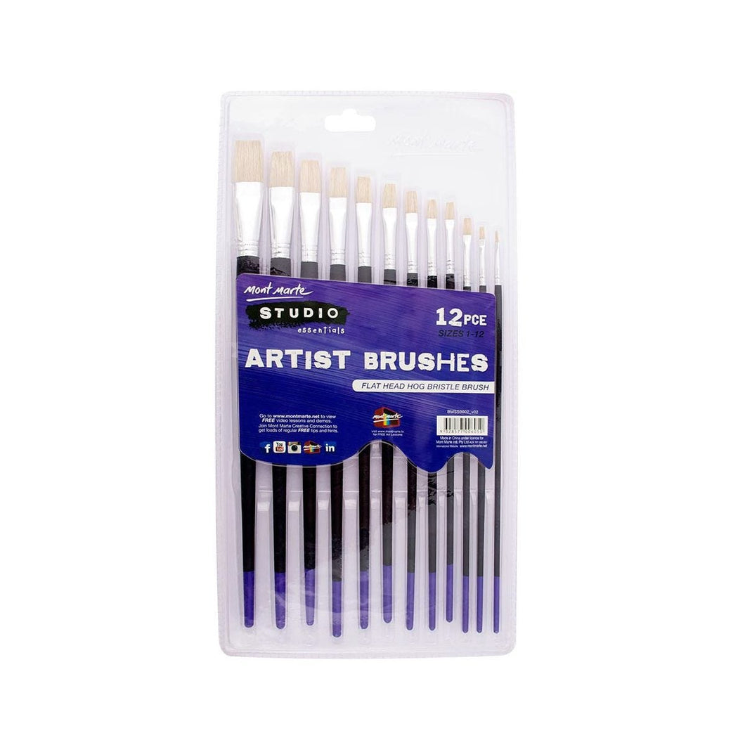 Studio Artist Brushes 12pce Flat 1-12