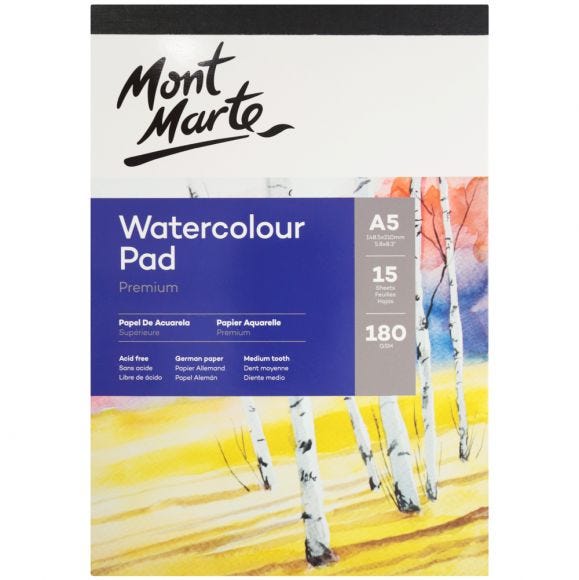 MM Watercolour Pad German Paper A5 180gsm 15sht