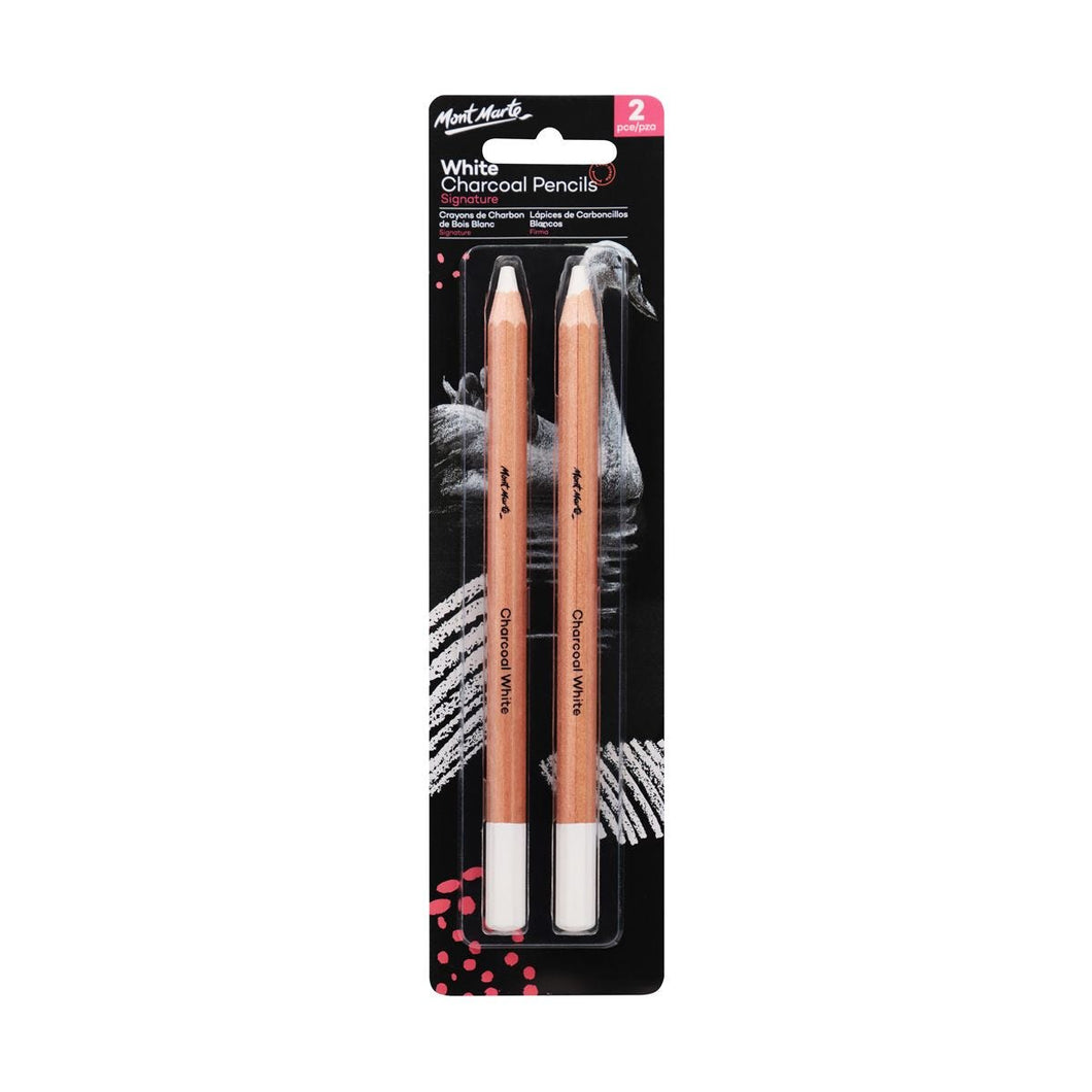 White Charcoal Pencils Lge Hex Signature 2pc