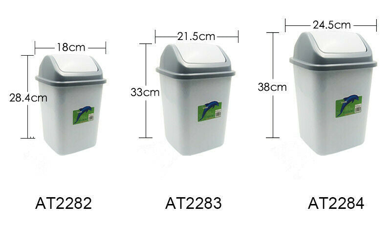 Plastic Swing Lid Desktop Dust bin Trash Garbage Basket 5L 8L 12L