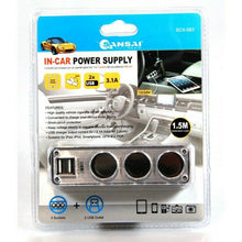 Load image into Gallery viewer, Sansai Car Lighter Socket Adaptor 3 Outlet With 1.5M Extension Lead
