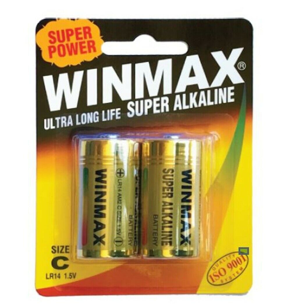 Winmax Ultra Long Life Super Alkaline Size C 2 Pack of Batteries
