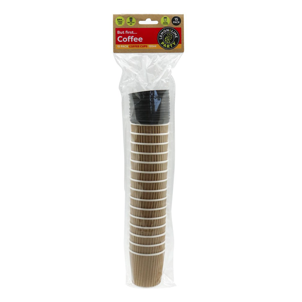 RIPPLE WALL COFFEE CUP W/ LID 15PK 120ML 2 ASSTD